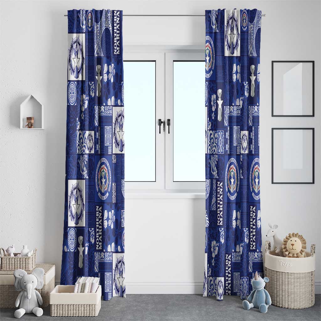 Northern Mariana Islands Magof Nochebuena Window Curtain Pacific Patchwork Xmas Vibes - Polynesian Pride