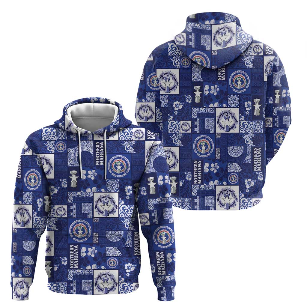 Northern Mariana Islands Magof Nochebuena Zip Hoodie Pacific Patchwork Xmas Vibes - Polynesian Pride