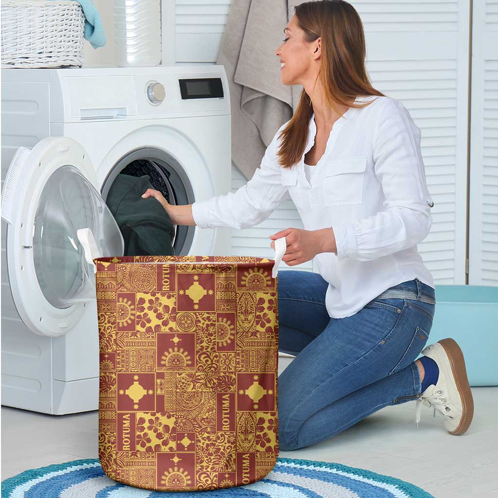 Rotuma Faiakse'ea 'e Kirisimasi Laundry Basket Pacific Patchwork Xmas Vibes - Polynesian Pride