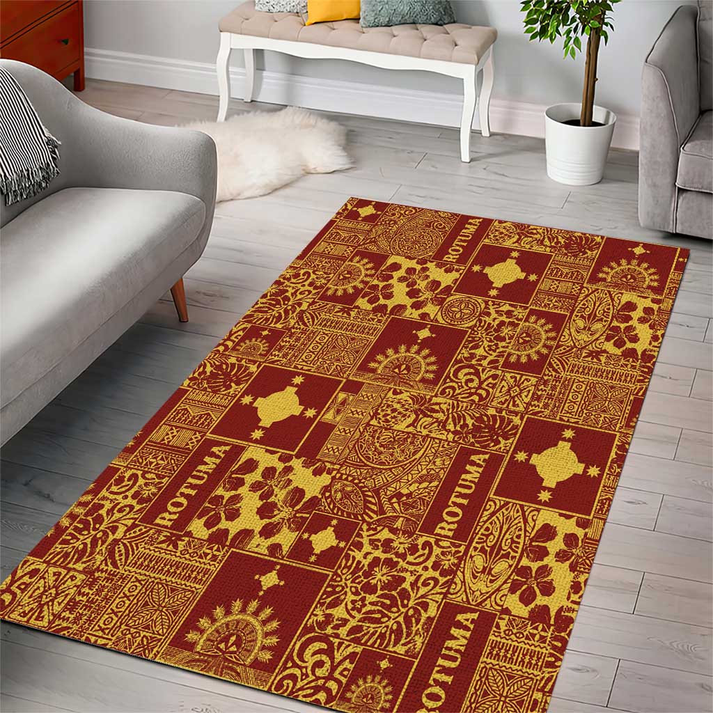Rotuma Faiakse'ea 'e Kirisimasi Area Rug Pacific Patchwork Xmas Vibes - Polynesian Pride