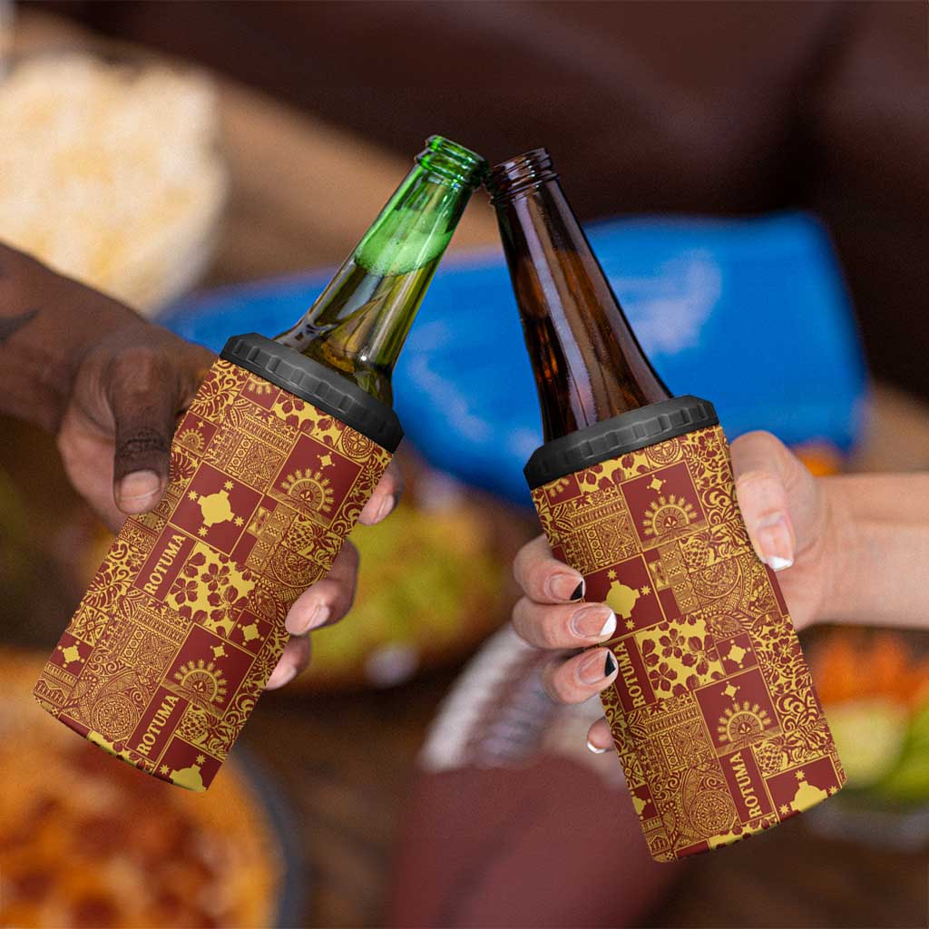 Rotuma Faiakse'ea 'e Kirisimasi 4 in 1 Can Cooler Tumbler Pacific Patchwork Xmas Vibes - Polynesian Pride
