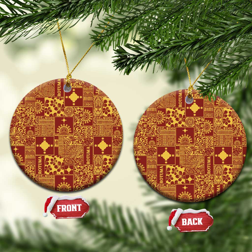 Rotuma Faiakse'ea 'e Kirisimasi Ceramic Ornament Pacific Patchwork Xmas Vibes - Polynesian Pride
