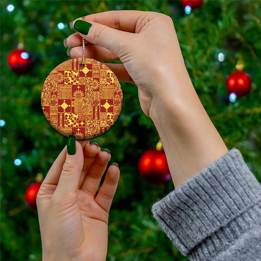 Rotuma Faiakse'ea 'e Kirisimasi Ceramic Ornament Pacific Patchwork Xmas Vibes - Polynesian Pride
