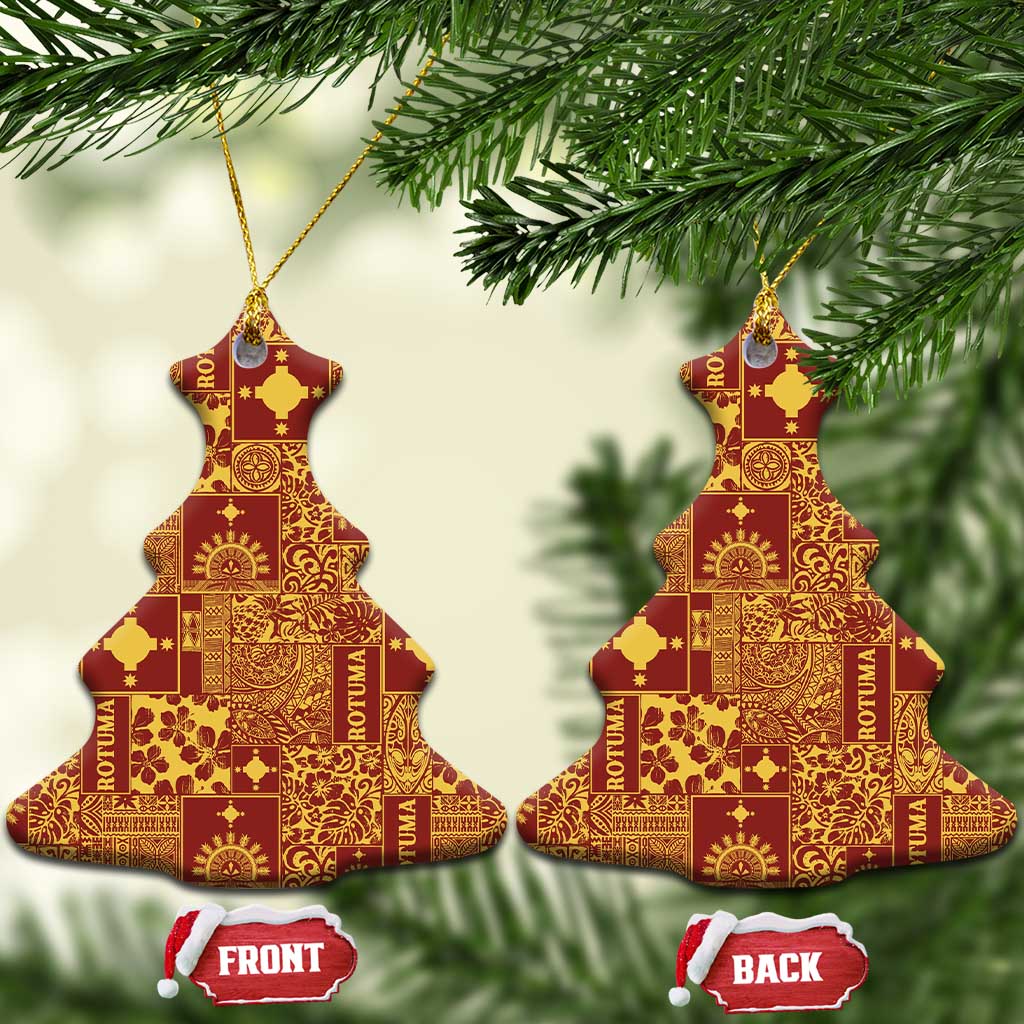 Rotuma Faiakse'ea 'e Kirisimasi Ceramic Ornament Pacific Patchwork Xmas Vibes - Polynesian Pride