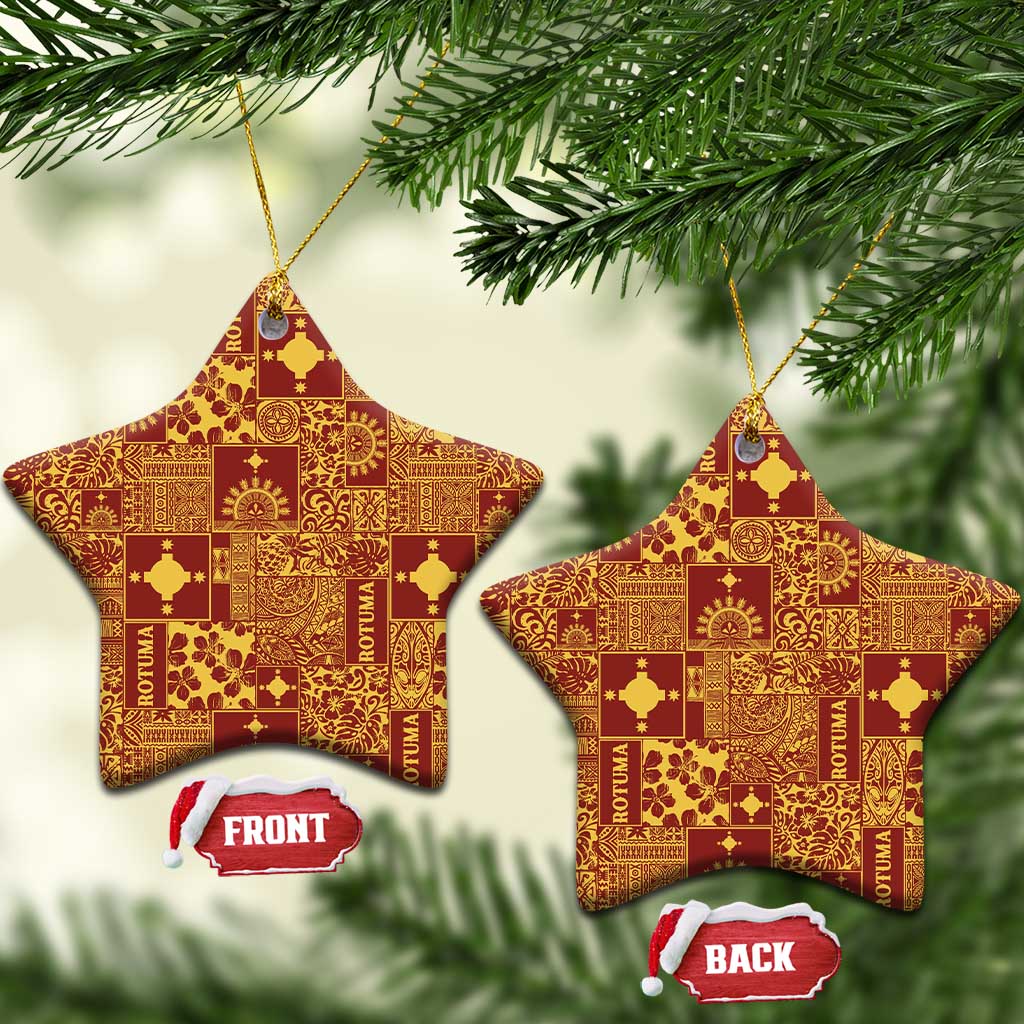 Rotuma Faiakse'ea 'e Kirisimasi Ceramic Ornament Pacific Patchwork Xmas Vibes - Polynesian Pride