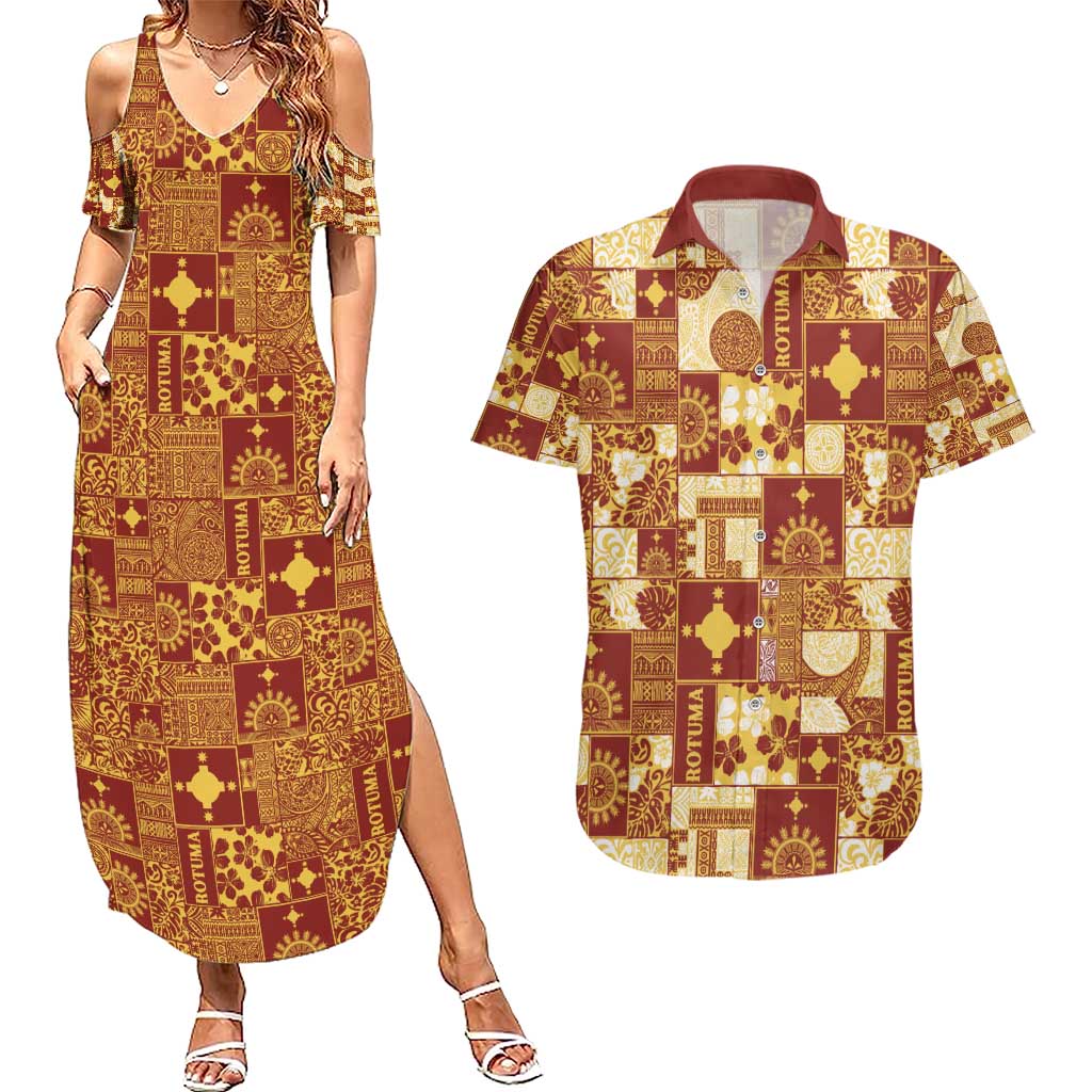 Rotuma Faiakse'ea 'e Kirisimasi Couples Matching Summer Maxi Dress and Hawaiian Shirt Pacific Patchwork Xmas Vibes - Polynesian Pride