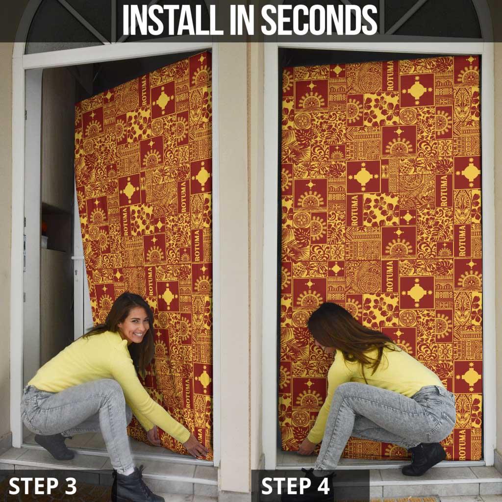 Rotuma Faiakse'ea 'e Kirisimasi Door Cover Pacific Patchwork Xmas Vibes - Polynesian Pride