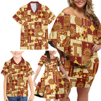 Rotuma Faiakse'ea 'e Kirisimasi Family Matching Off Shoulder Short Dress and Hawaiian Shirt Pacific Patchwork Xmas Vibes LT9 - Polynesian Pride