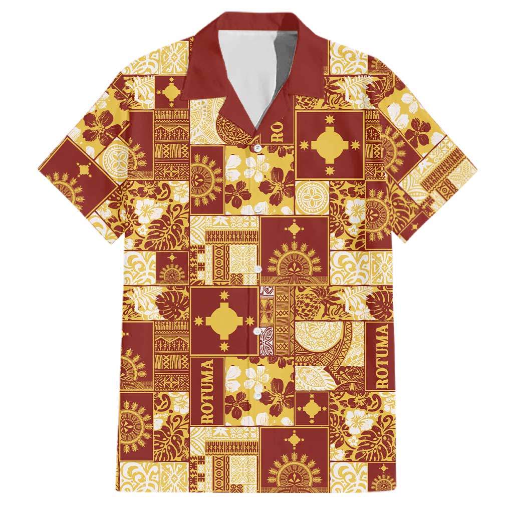 Rotuma Faiakse'ea 'e Kirisimasi Family Matching Summer Maxi Dress and Hawaiian Shirt Pacific Patchwork Xmas Vibes LT9 Dad's Shirt - Short Sleeve Red - Polynesian Pride