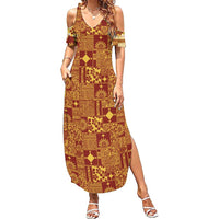 Rotuma Faiakse'ea 'e Kirisimasi Family Matching Summer Maxi Dress and Hawaiian Shirt Pacific Patchwork Xmas Vibes LT9 Mom's Dress Red - Polynesian Pride