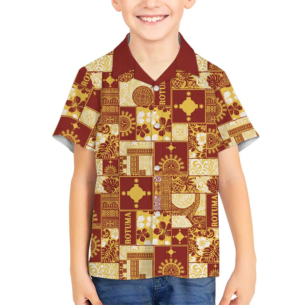 Rotuma Faiakse'ea 'e Kirisimasi Family Matching Summer Maxi Dress and Hawaiian Shirt Pacific Patchwork Xmas Vibes LT9 Son's Shirt Red - Polynesian Pride