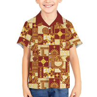 Rotuma Faiakse'ea 'e Kirisimasi Family Matching Summer Maxi Dress and Hawaiian Shirt Pacific Patchwork Xmas Vibes LT9 Son's Shirt Red - Polynesian Pride