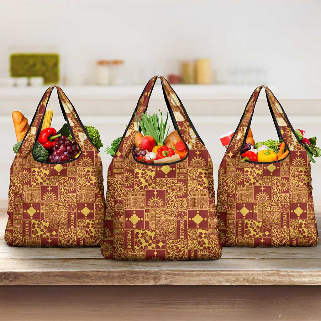 Rotuma Faiakse'ea 'e Kirisimasi Grocery Bag Pacific Patchwork Xmas Vibes - Polynesian Pride