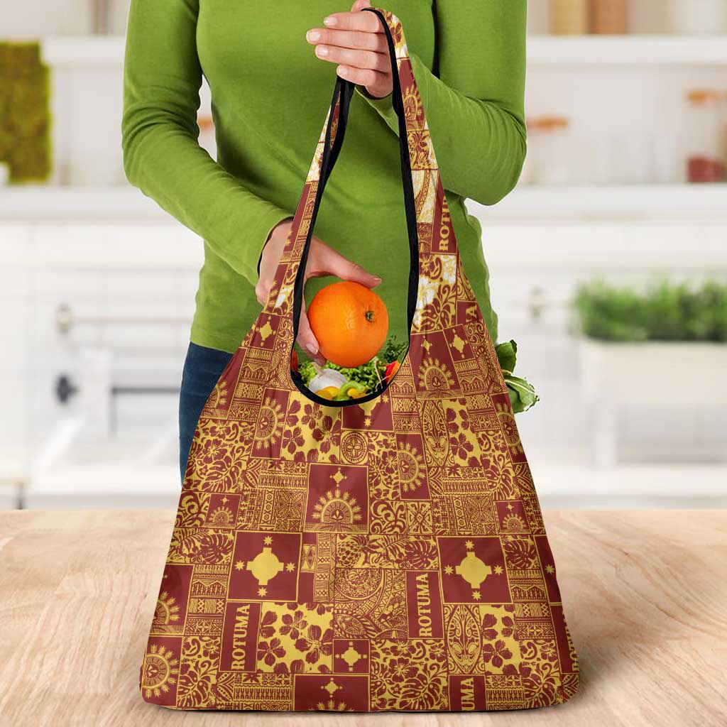 Rotuma Faiakse'ea 'e Kirisimasi Grocery Bag Pacific Patchwork Xmas Vibes - Polynesian Pride