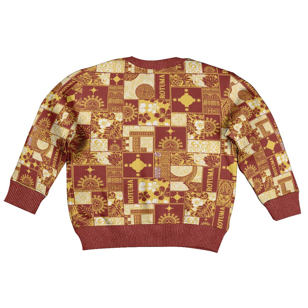 Rotuma Faiakse'ea 'e Kirisimasi Kid Ugly Christmas Sweater Pacific Patchwork Xmas Vibes - Polynesian Pride