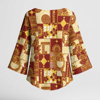 Rotuma Faiakse'ea 'e Kirisimasi Kimono Sleeve Blouse Pacific Patchwork Xmas Vibes - Polynesian Pride