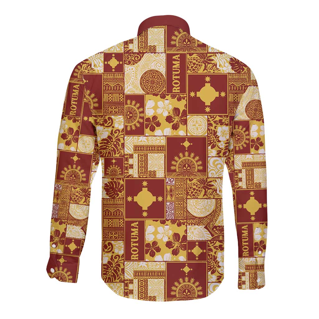 Rotuma Faiakse'ea 'e Kirisimasi Long Sleeve Button Shirt Pacific Patchwork Xmas Vibes - Polynesian Pride
