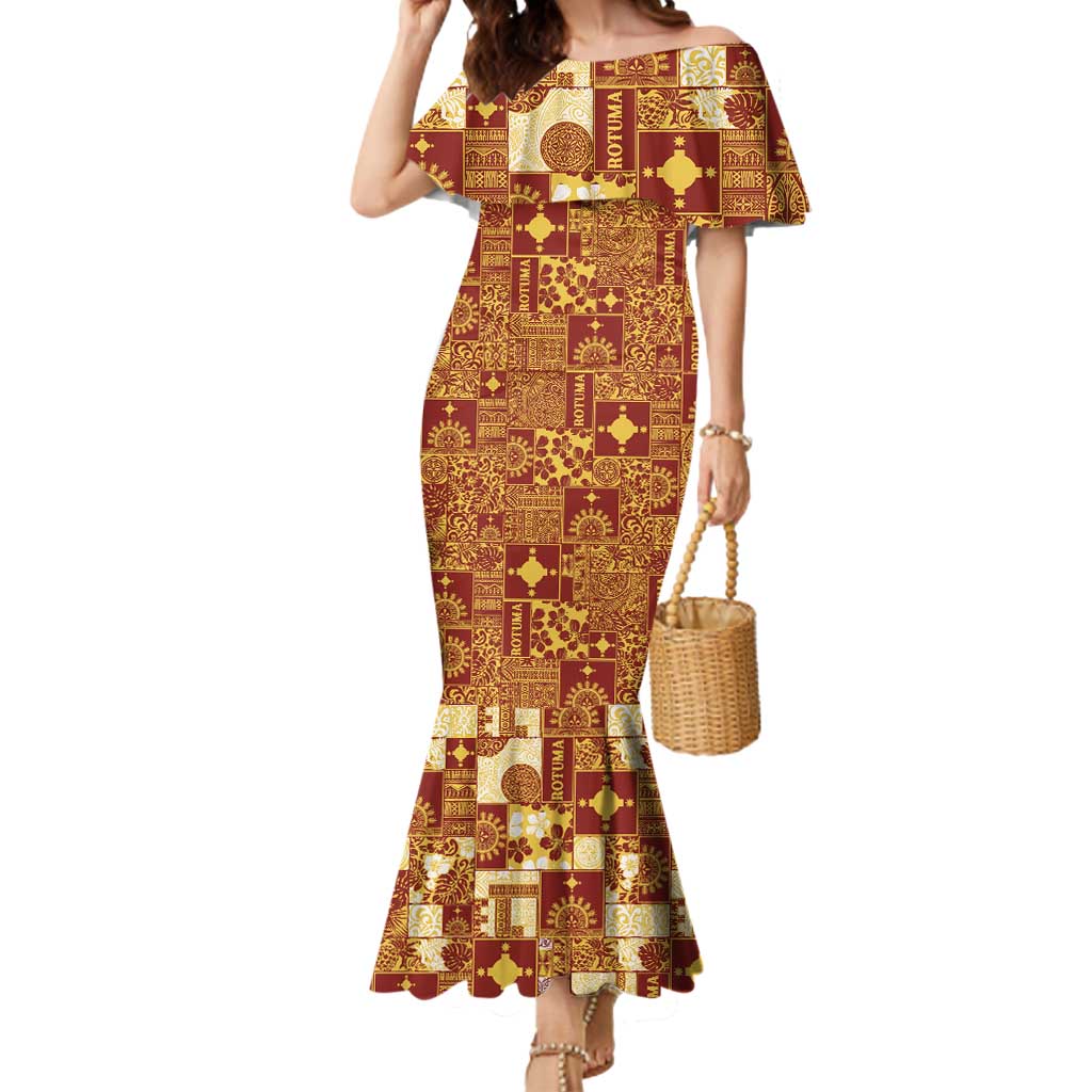 Rotuma Faiakse'ea 'e Kirisimasi Mermaid Dress Pacific Patchwork Xmas Vibes - Polynesian Pride