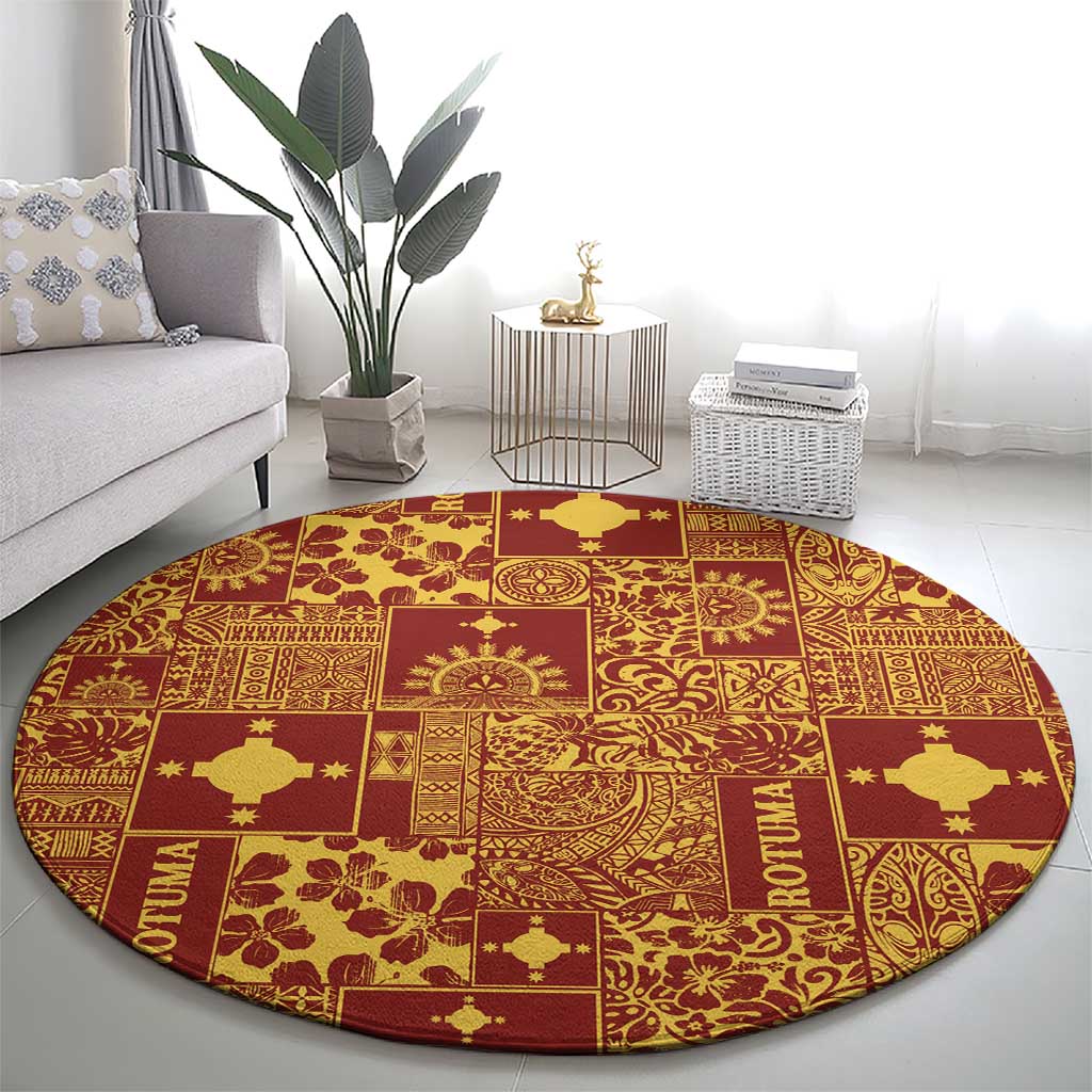 Rotuma Faiakse'ea 'e Kirisimasi Round Carpet Pacific Patchwork Xmas Vibes - Polynesian Pride