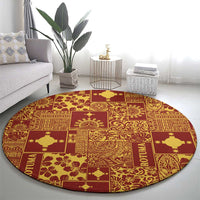 Rotuma Faiakse'ea 'e Kirisimasi Round Carpet Pacific Patchwork Xmas Vibes - Polynesian Pride