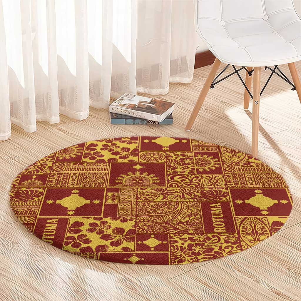 Rotuma Faiakse'ea 'e Kirisimasi Round Carpet Pacific Patchwork Xmas Vibes - Polynesian Pride