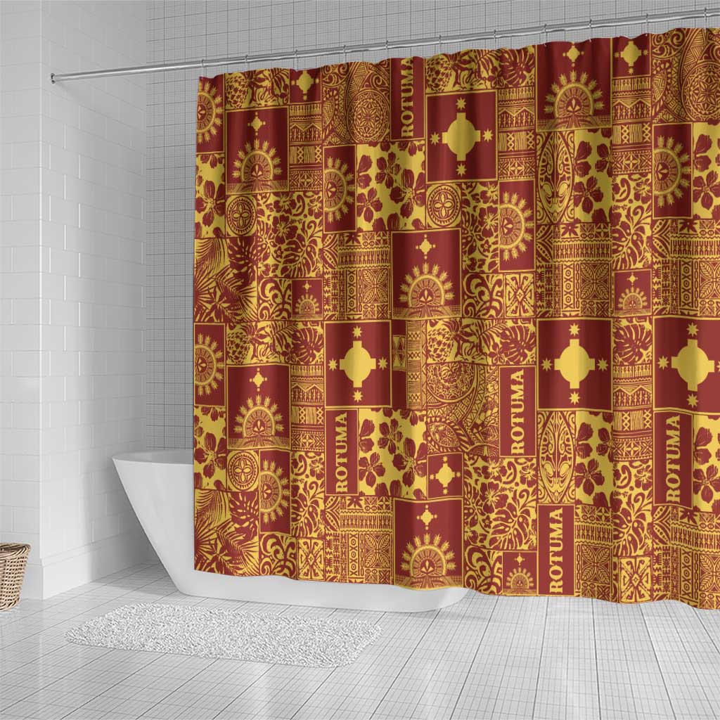 Rotuma Faiakse'ea 'e Kirisimasi Shower Curtain Pacific Patchwork Xmas Vibes - Polynesian Pride