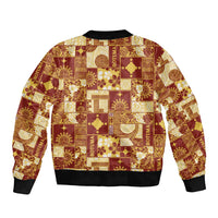 Rotuma Faiakse'ea 'e Kirisimasi Sleeve Zip Bomber Jacket Pacific Patchwork Xmas Vibes - Polynesian Pride