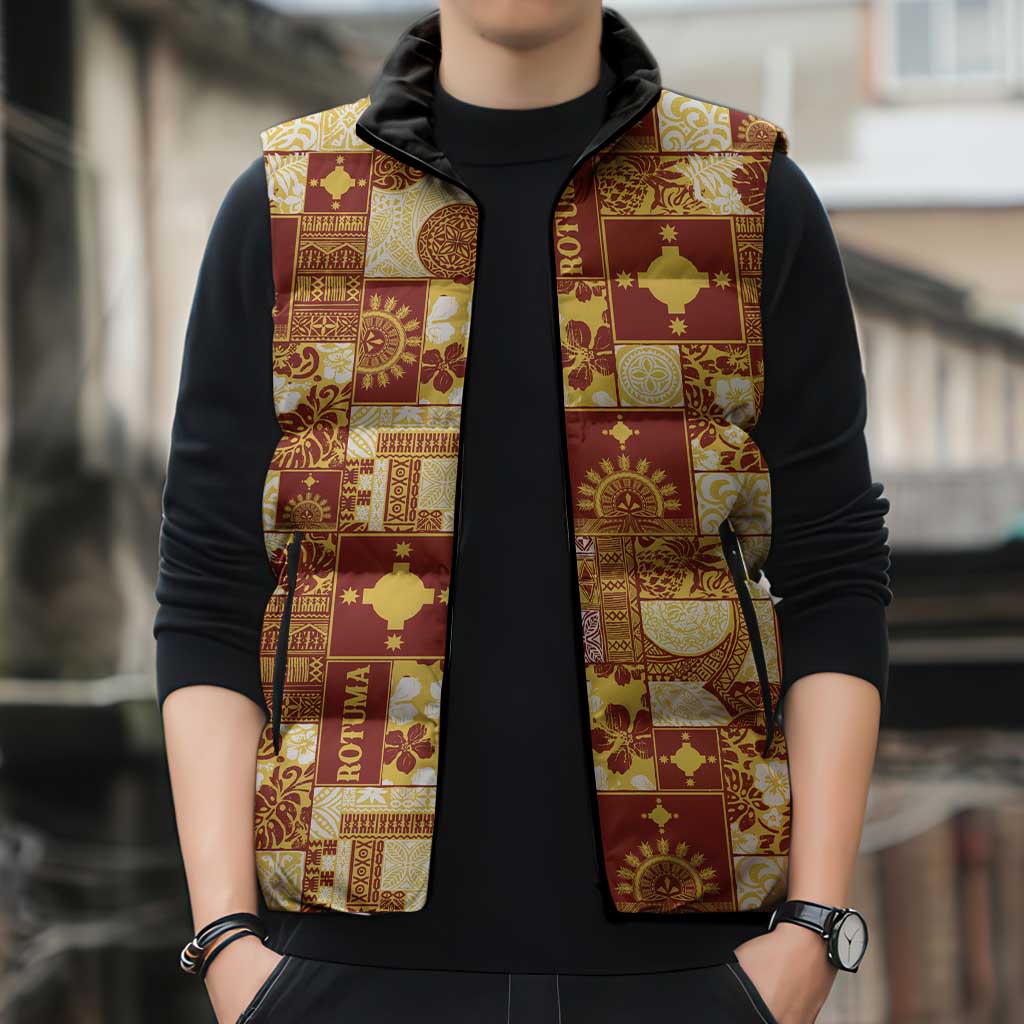 Rotuma Faiakse'ea 'e Kirisimasi Sleeveless Puffer Jacket Pacific Patchwork Xmas Vibes - Polynesian Pride