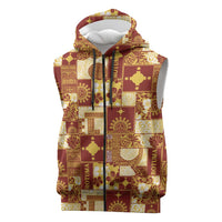 Rotuma Faiakse'ea 'e Kirisimasi Sleeveless Zip Hoodie Pacific Patchwork Xmas Vibes - Polynesian Pride