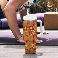Rotuma Faiakse'ea 'e Kirisimasi Tumbler With Handle Pacific Patchwork Xmas Vibes - Polynesian Pride