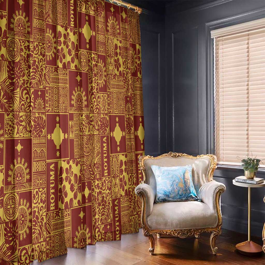 Rotuma Faiakse'ea 'e Kirisimasi Window Curtain Pacific Patchwork Xmas Vibes - Polynesian Pride