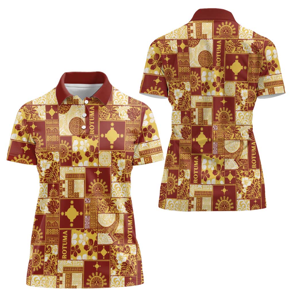 Rotuma Faiakse'ea 'e Kirisimasi Women Polo Shirt Pacific Patchwork Xmas Vibes - Polynesian Pride