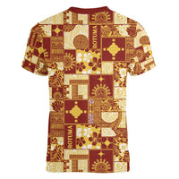 Rotuma Faiakse'ea 'e Kirisimasi Women V-Neck T-Shirt Pacific Patchwork Xmas Vibes - Polynesian Pride