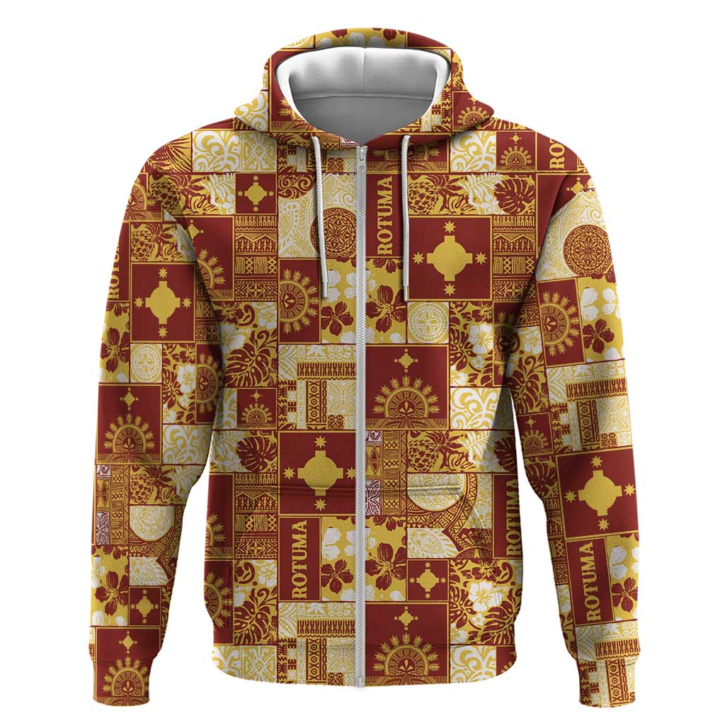 Rotuma Faiakse'ea 'e Kirisimasi Zip Hoodie Pacific Patchwork Xmas Vibes - Polynesian Pride