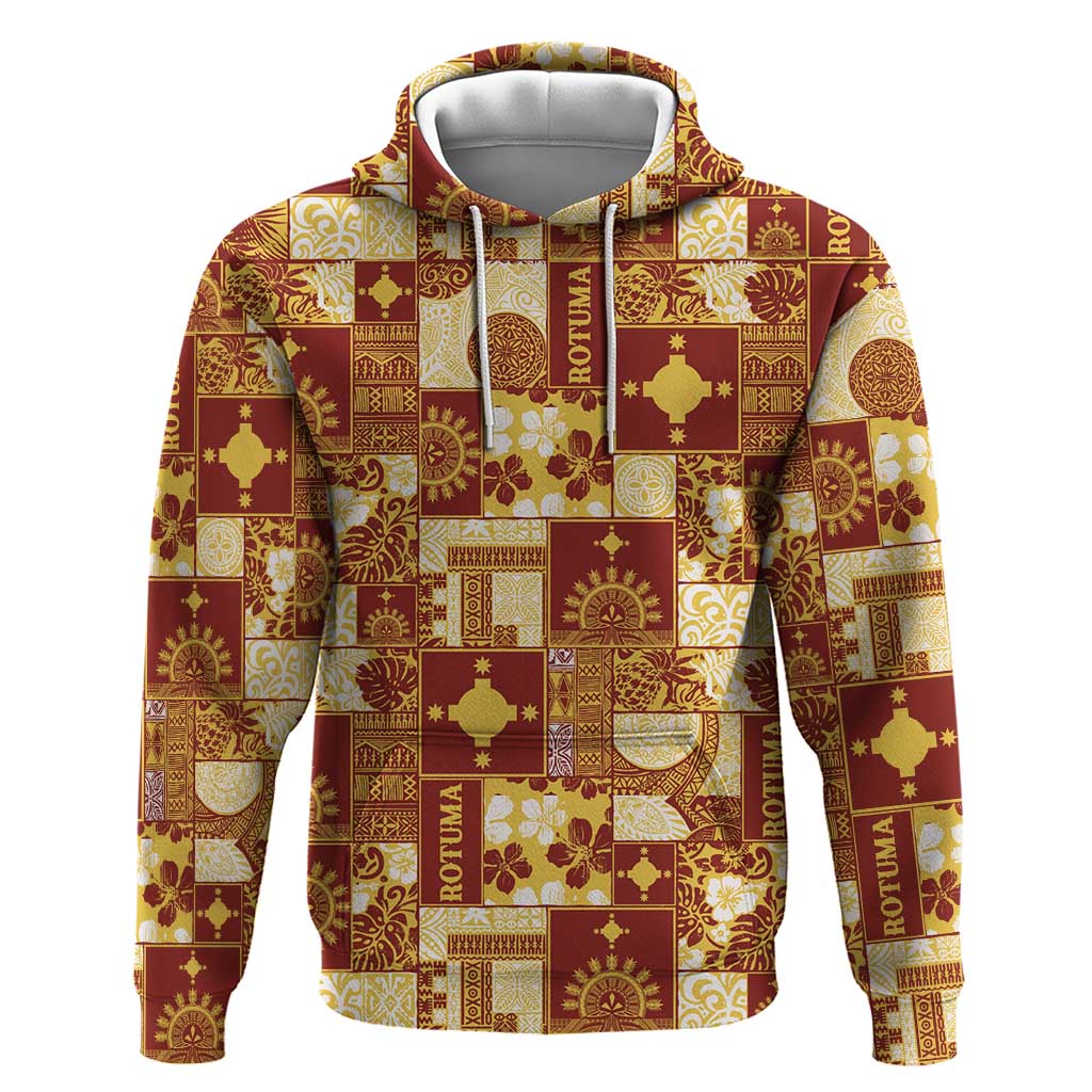 Rotuma Faiakse'ea 'e Kirisimasi Zip Hoodie Pacific Patchwork Xmas Vibes - Polynesian Pride