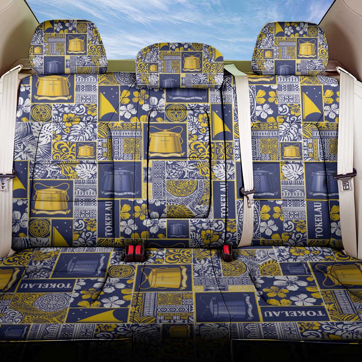 Tokelau Manuia te Kilihimahi Back Car Seat Cover Pacific Patchwork Xmas Vibes - Polynesian Pride