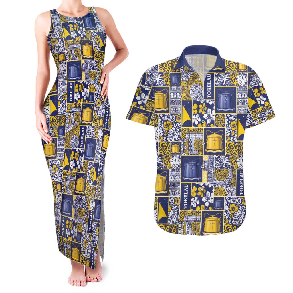 Tokelau Manuia te Kilihimahi Couples Matching Tank Maxi Dress and Hawaiian Shirt Pacific Patchwork Xmas Vibes - Polynesian Pride