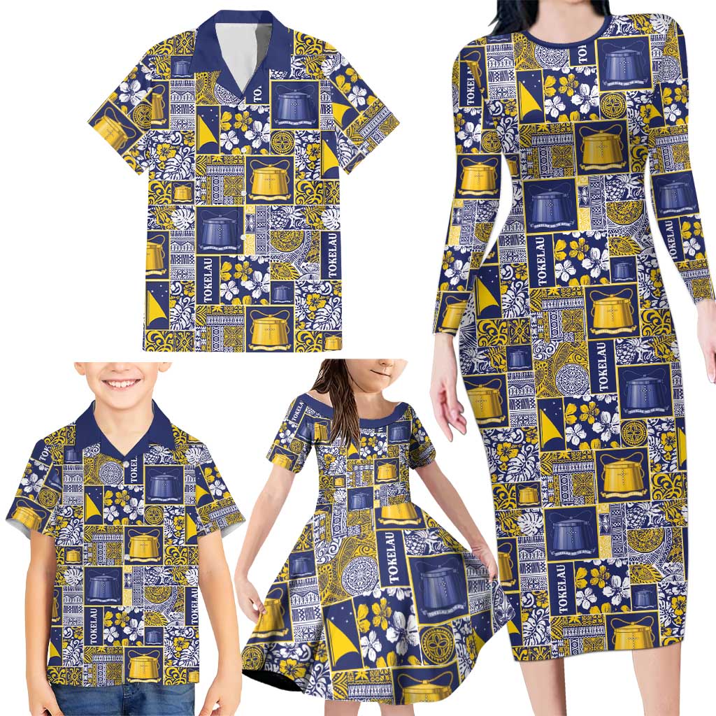 Tokelau Manuia te Kilihimahi Family Matching Long Sleeve Bodycon Dress and Hawaiian Shirt Pacific Patchwork Xmas Vibes - Polynesian Pride
