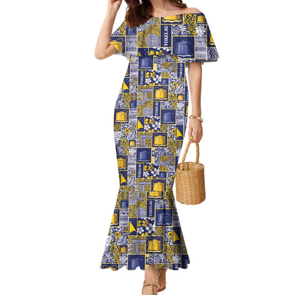 Tokelau Manuia te Kilihimahi Family Matching Mermaid Dress and Hawaiian Shirt Pacific Patchwork Xmas Vibes LT9 Mom's Dress Blue - Polynesian Pride