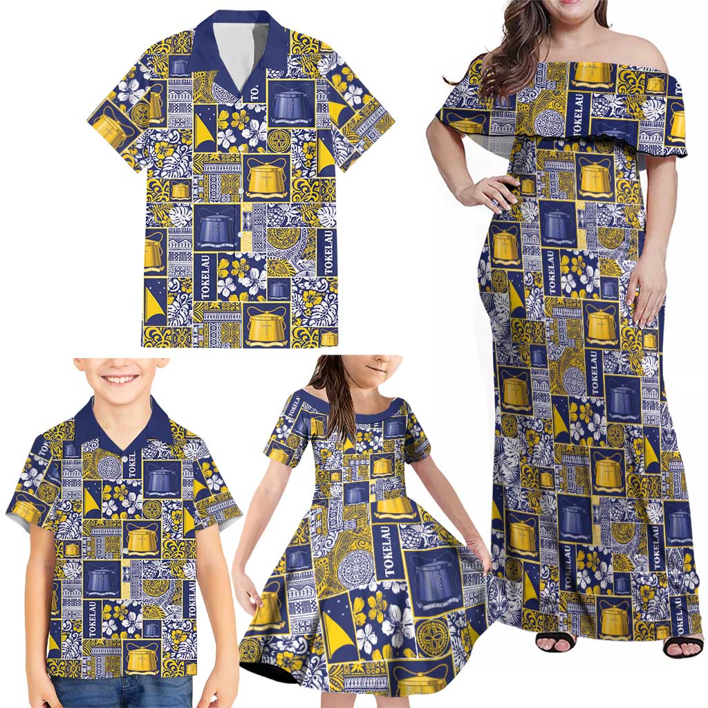 Tokelau Manuia te Kilihimahi Family Matching Off Shoulder Maxi Dress and Hawaiian Shirt Pacific Patchwork Xmas Vibes LT9 - Polynesian Pride