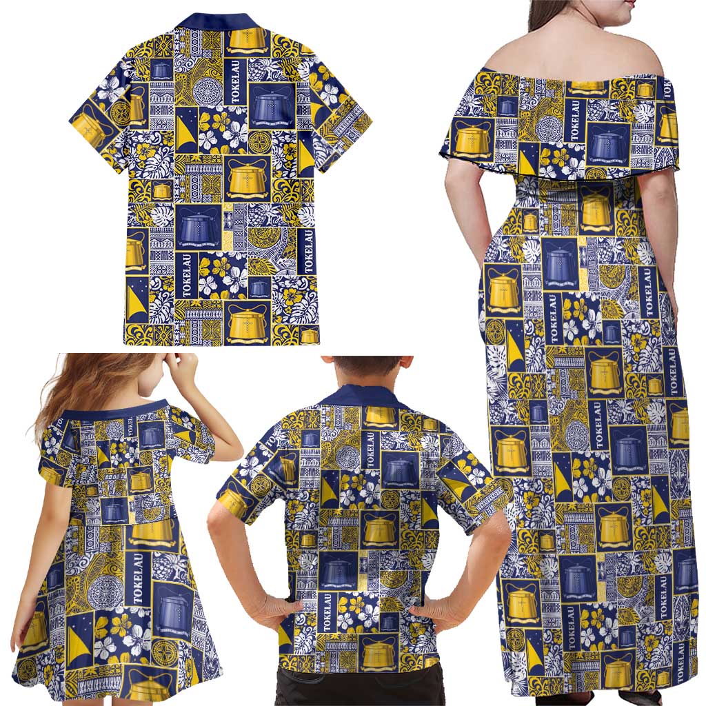 Tokelau Manuia te Kilihimahi Family Matching Off Shoulder Maxi Dress and Hawaiian Shirt Pacific Patchwork Xmas Vibes LT9 - Polynesian Pride