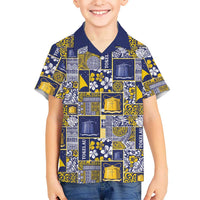 Tokelau Manuia te Kilihimahi Family Matching Off Shoulder Maxi Dress and Hawaiian Shirt Pacific Patchwork Xmas Vibes LT9 Son's Shirt Blue - Polynesian Pride