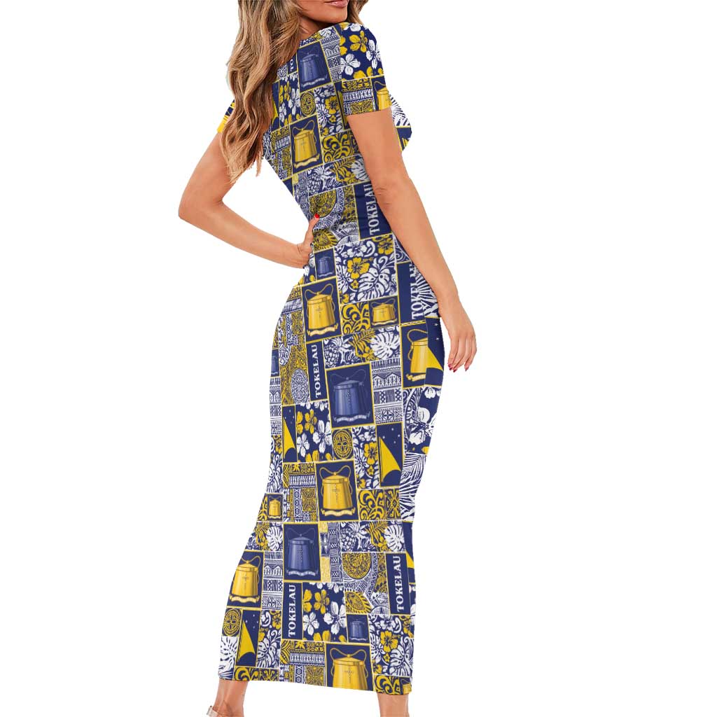 Tokelau Manuia te Kilihimahi Family Matching Short Sleeve Bodycon Dress and Hawaiian Shirt Pacific Patchwork Xmas Vibes LT9 - Polynesian Pride