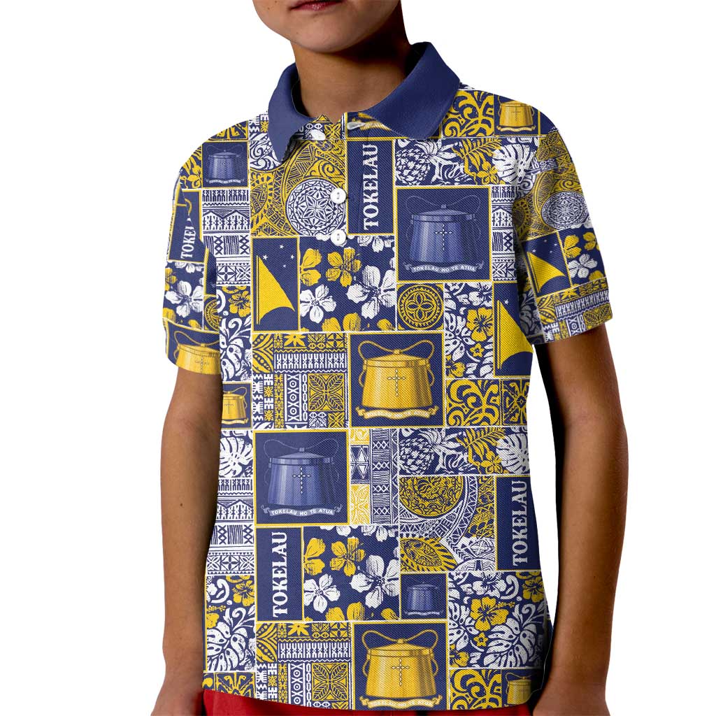 Tokelau Manuia te Kilihimahi Kid Polo Shirt Pacific Patchwork Xmas Vibes - Polynesian Pride