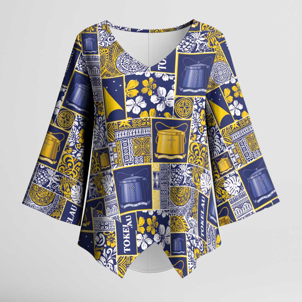 Tokelau Manuia te Kilihimahi Kimono Sleeve Blouse Pacific Patchwork Xmas Vibes - Polynesian Pride