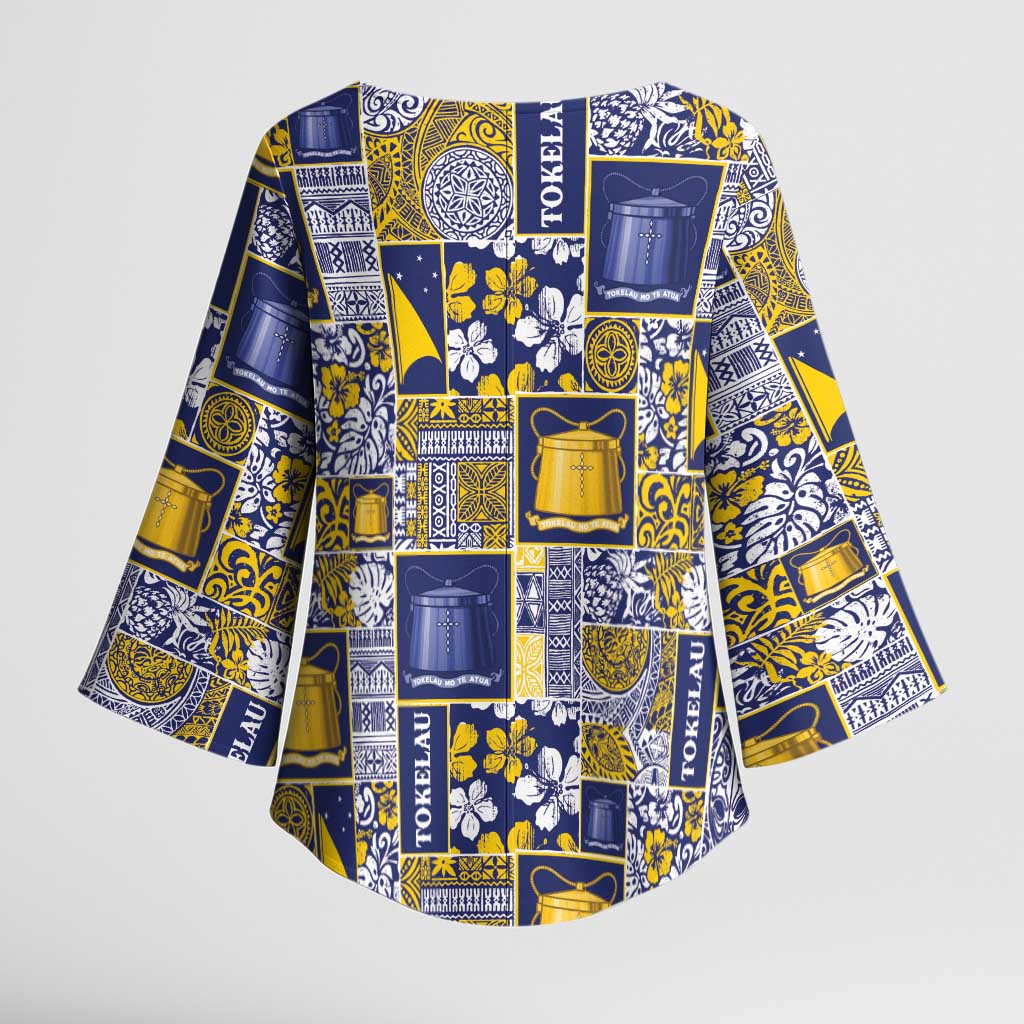 Tokelau Manuia te Kilihimahi Kimono Sleeve Blouse Pacific Patchwork Xmas Vibes - Polynesian Pride