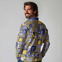 Tokelau Manuia te Kilihimahi Long Sleeve Polo Shirt Pacific Patchwork Xmas Vibes - Polynesian Pride