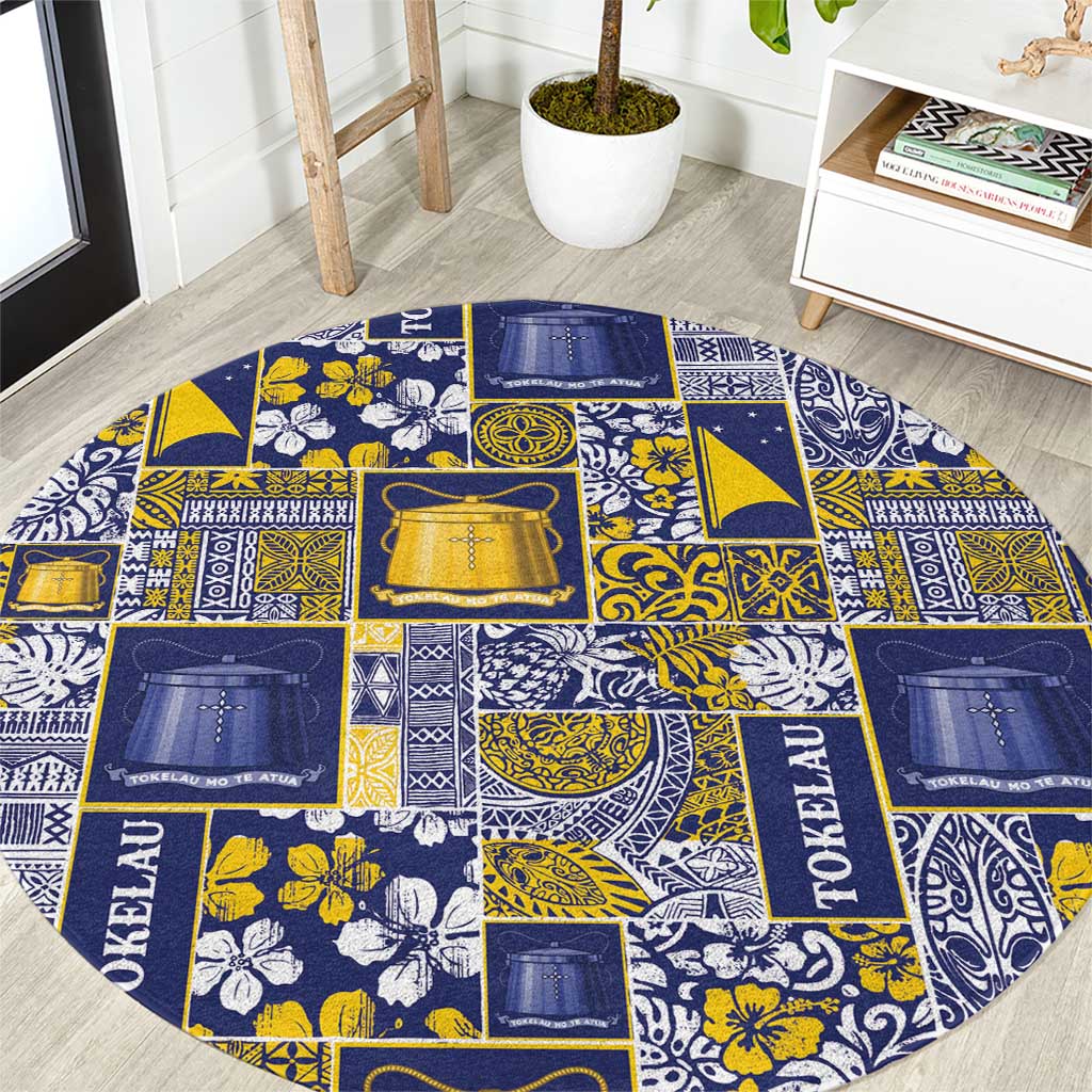 Tokelau Manuia te Kilihimahi Round Carpet Pacific Patchwork Xmas Vibes - Polynesian Pride