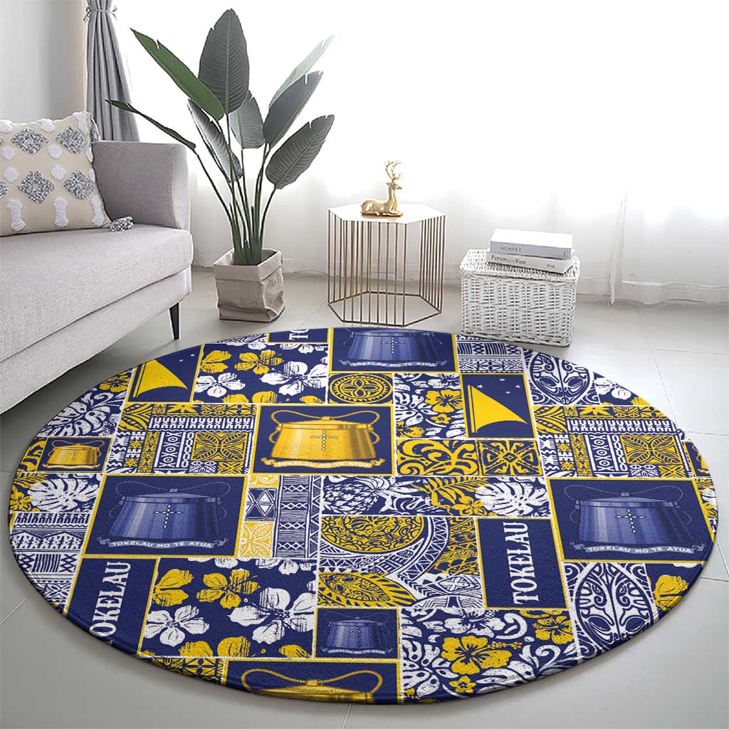 Tokelau Manuia te Kilihimahi Round Carpet Pacific Patchwork Xmas Vibes - Polynesian Pride