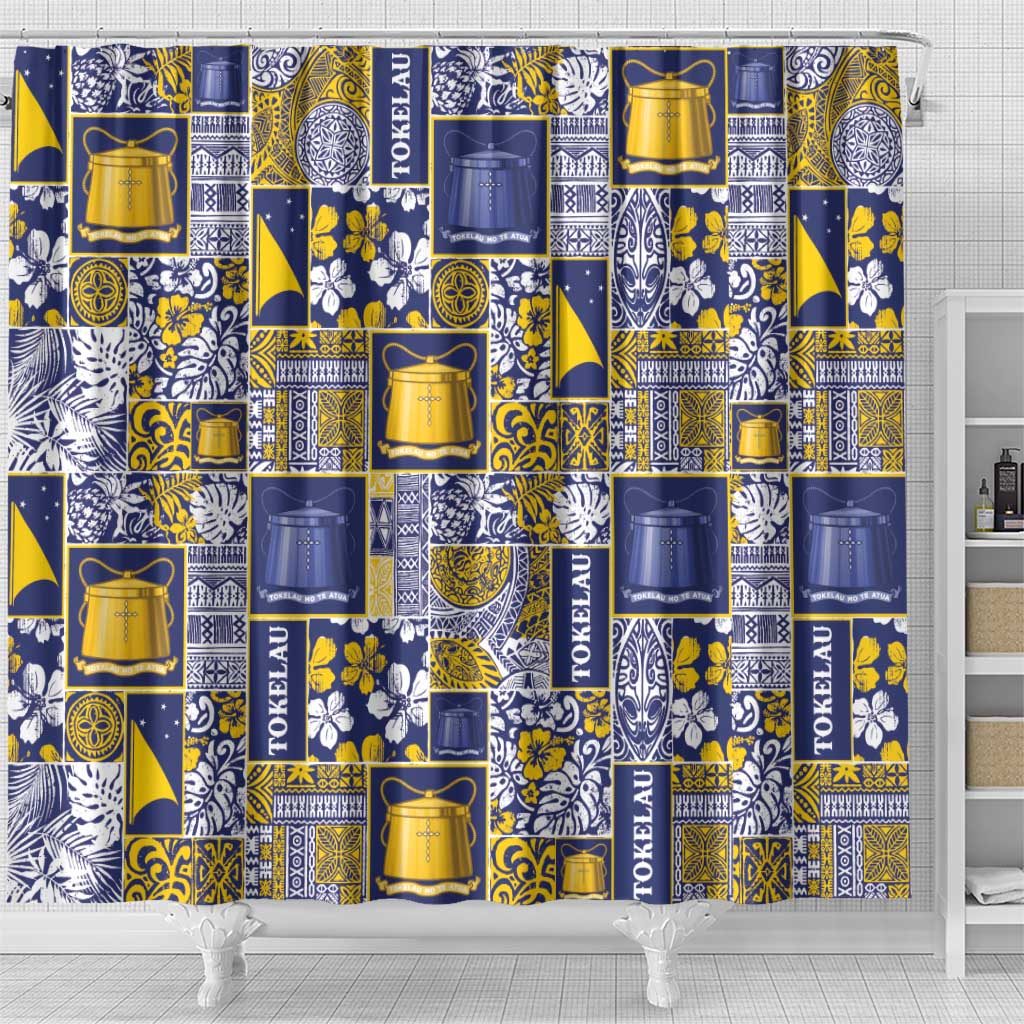 Tokelau Manuia te Kilihimahi Shower Curtain Pacific Patchwork Xmas Vibes - Polynesian Pride